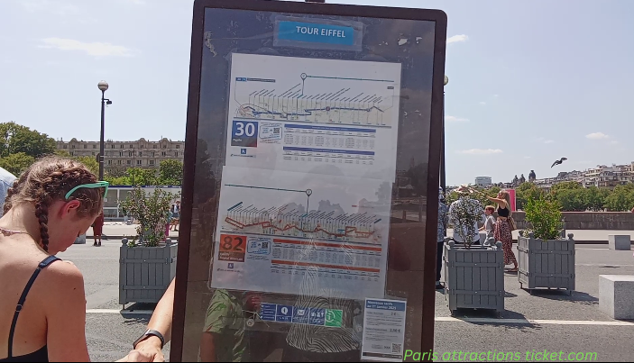 A Bus stop near the Eiffel tower
