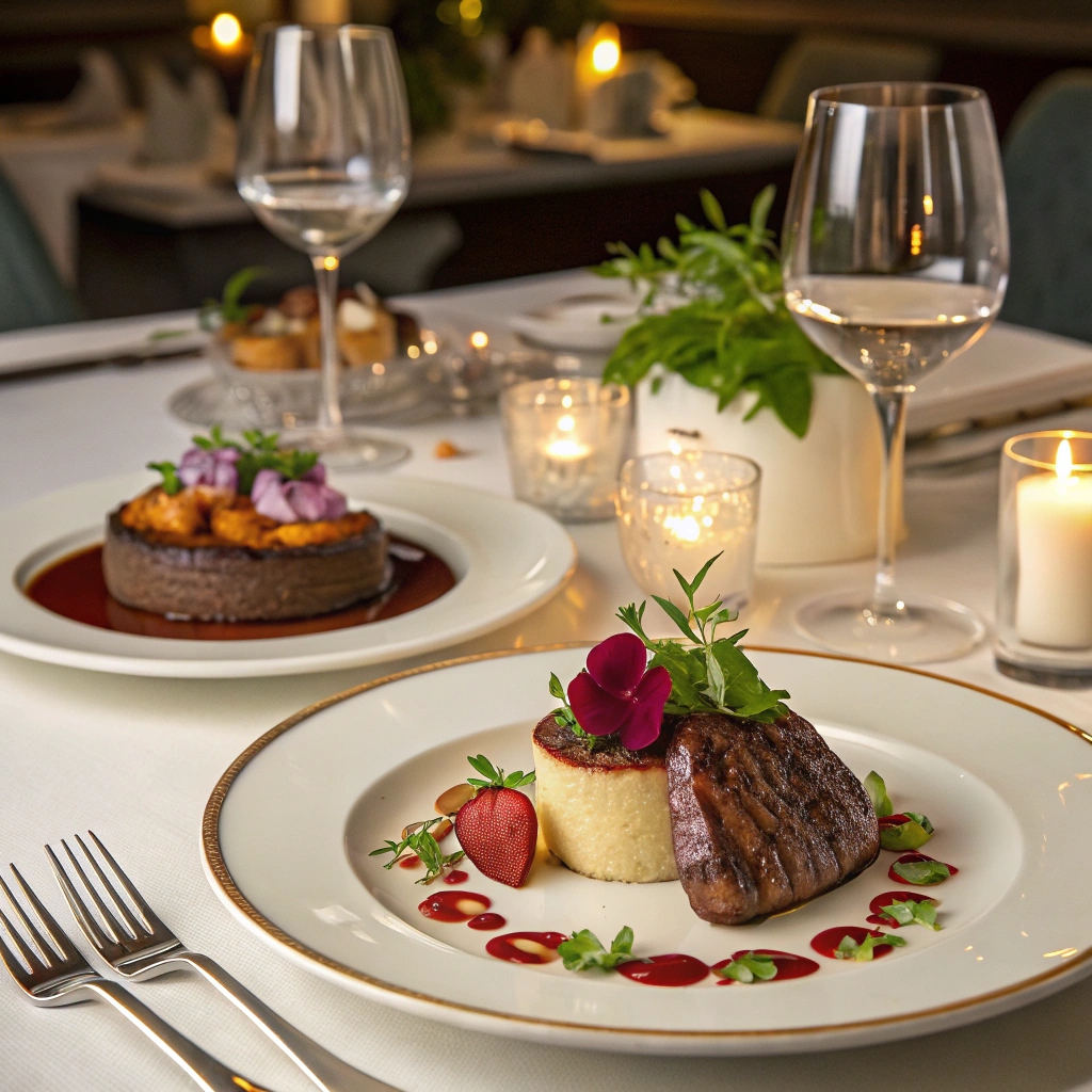 a-3-course-meal-at-an-upscale-restaurant